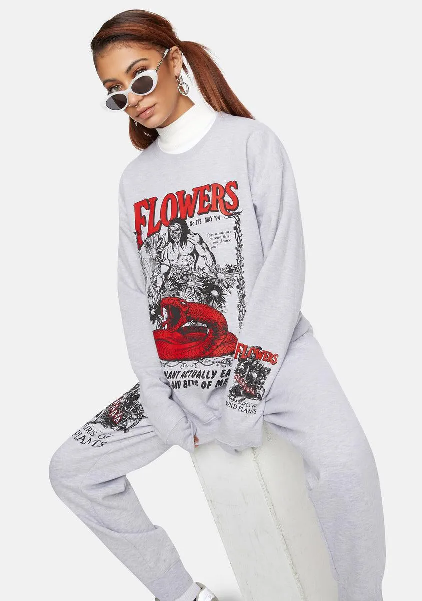 X Playdude Flowers Graphic Crewneck Sweatshirt sold by Dolls Kill product image thumbnail 2