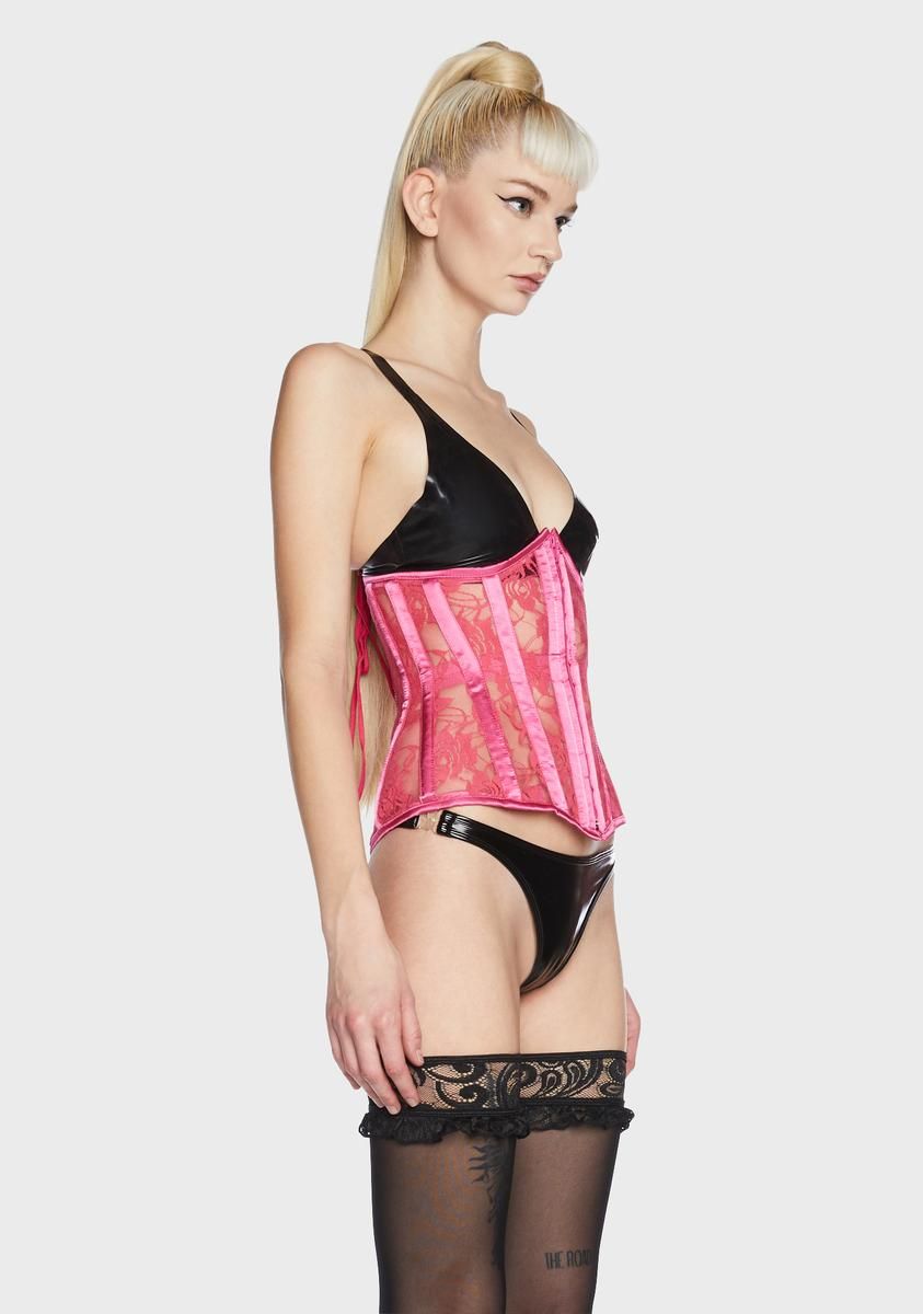 Lavish Fuchsia Sheer Lace Under Bust Corset sold by Dolls Kill product image thumbnail 5