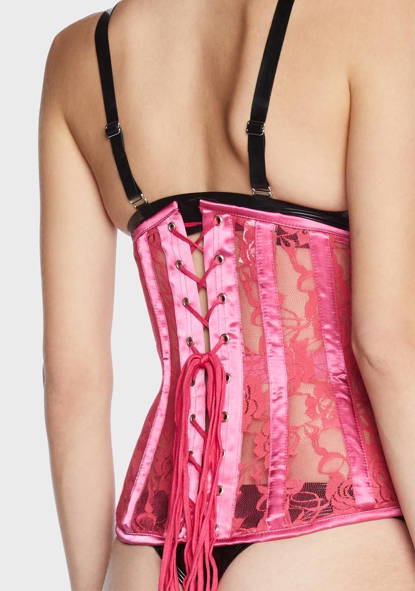 Lavish Fuchsia Sheer Lace Under Bust Corset sold by Dolls Kill product image thumbnail 2