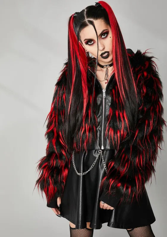 Can't Tame Me Faux Fur Jacket sold by Dolls Kill