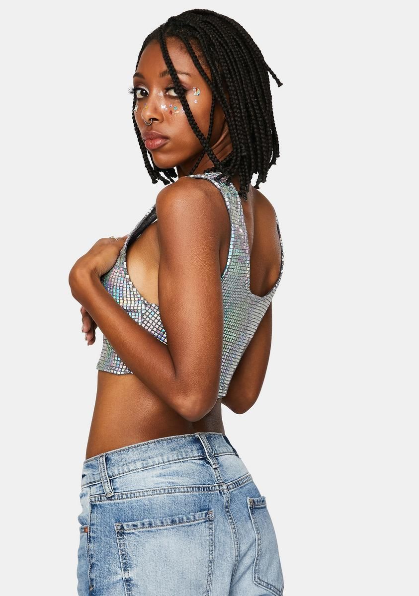 Cosmic Lover Holographic Crop Tank sold by Dolls Kill product image thumbnail 4