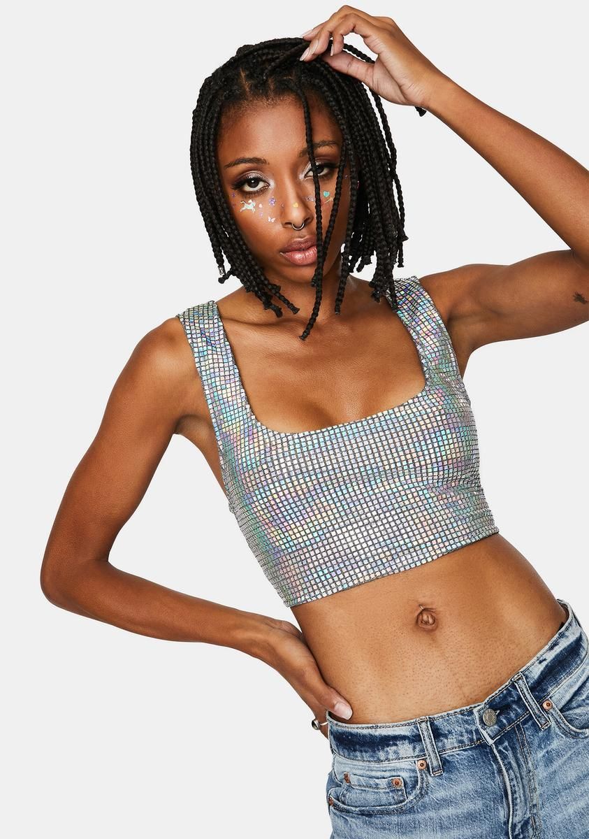 Cosmic Lover Holographic Crop Tank sold by Dolls Kill