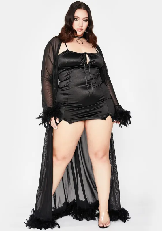 Miss Blissful Baddie Feather Robe sold by Dolls Kill