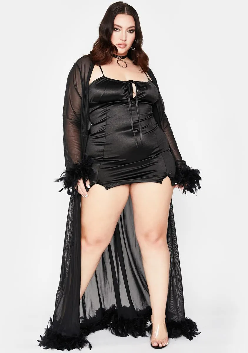 Miss Blissful Baddie Feather Robe sold by Dolls Kill