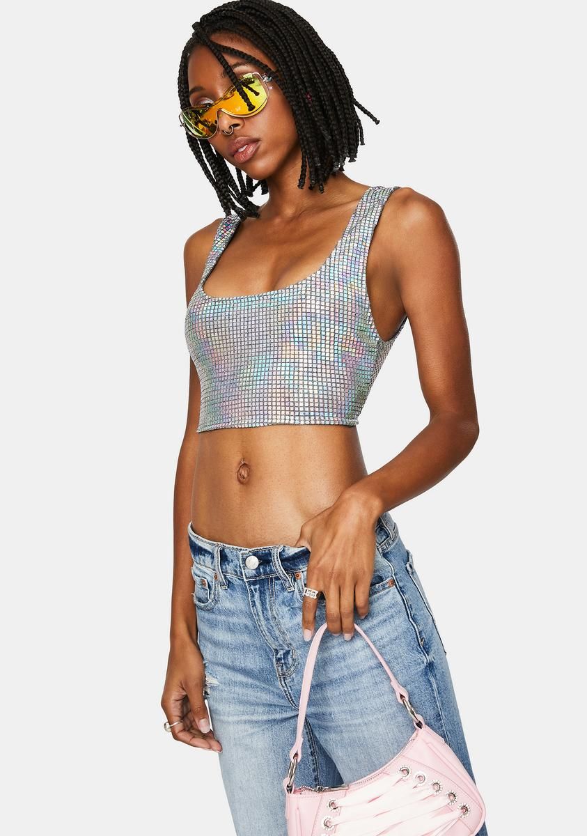 Cosmic Lover Holographic Crop Tank sold by Dolls Kill product image thumbnail 2