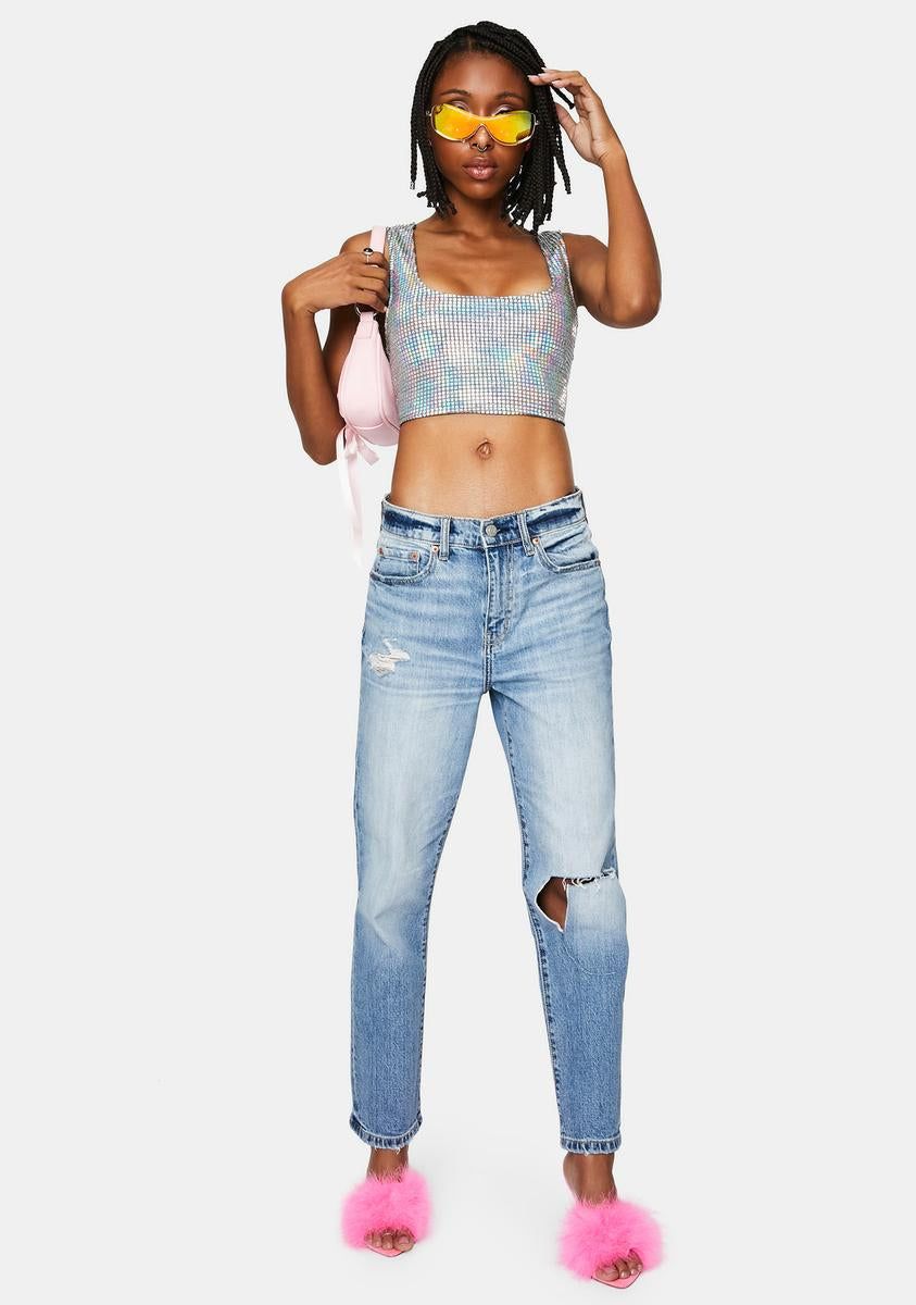 Cosmic Lover Holographic Crop Tank sold by Dolls Kill product image thumbnail 3