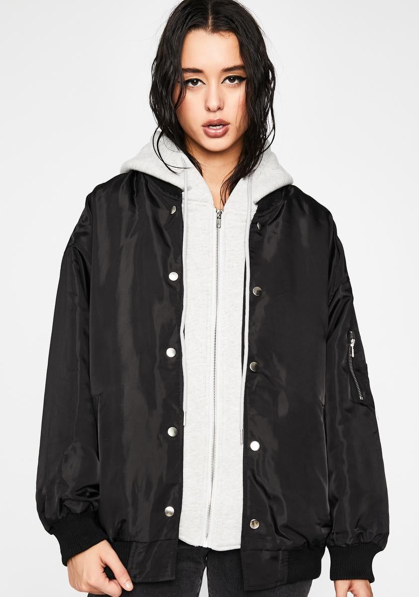 Lowkey Chillin' Layered Bomber Jacket sold by Dolls Kill