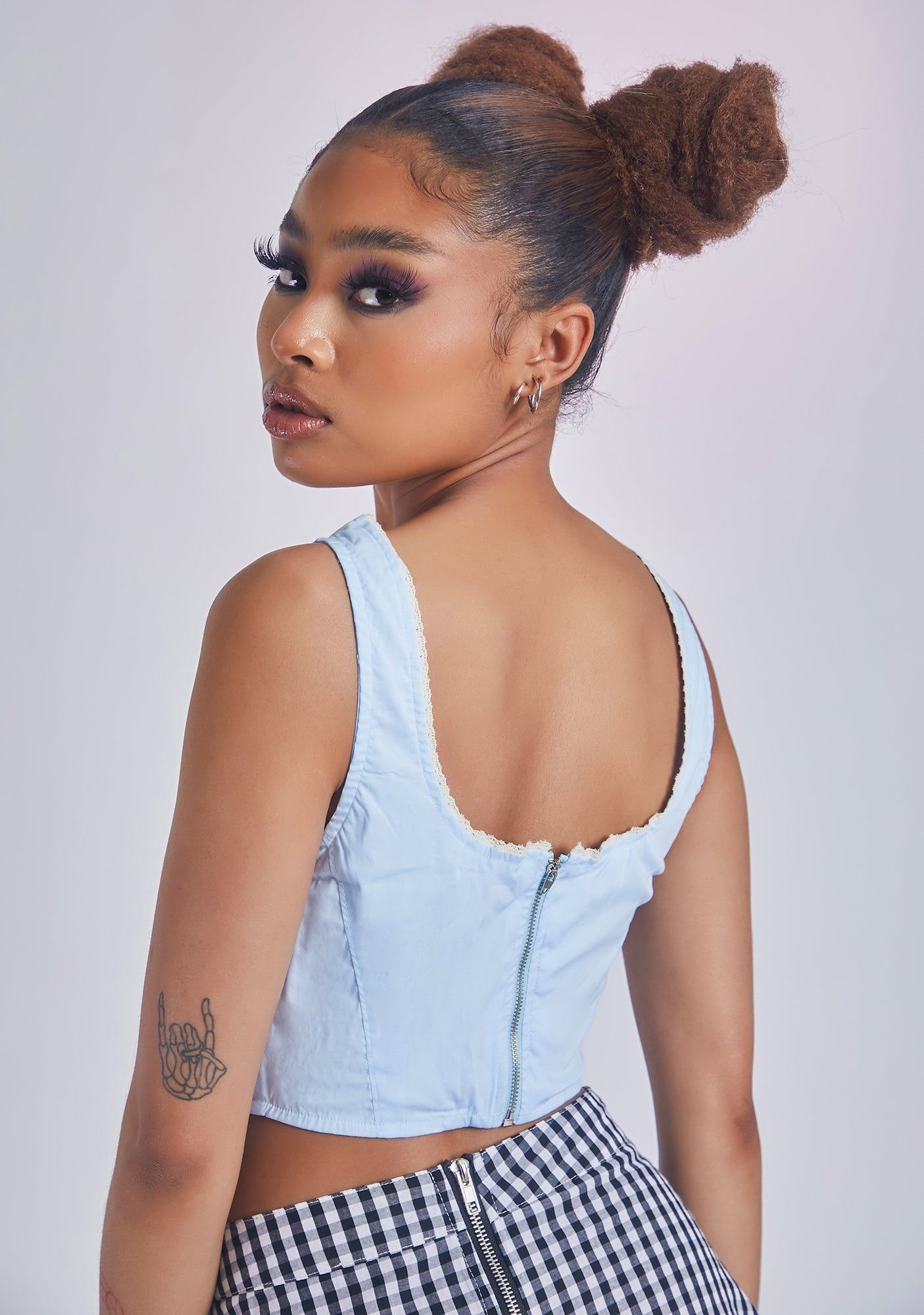 Light Blue Night Artistic Glamour Corset Tank Top sold by Dolls Kill product image thumbnail 3