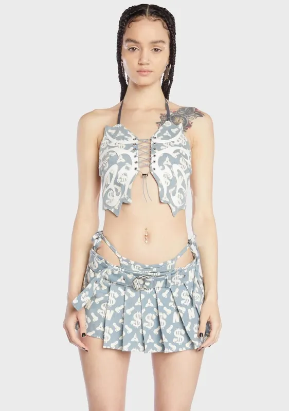 Monogram Denim Butterfly Top sold by Dolls Kill