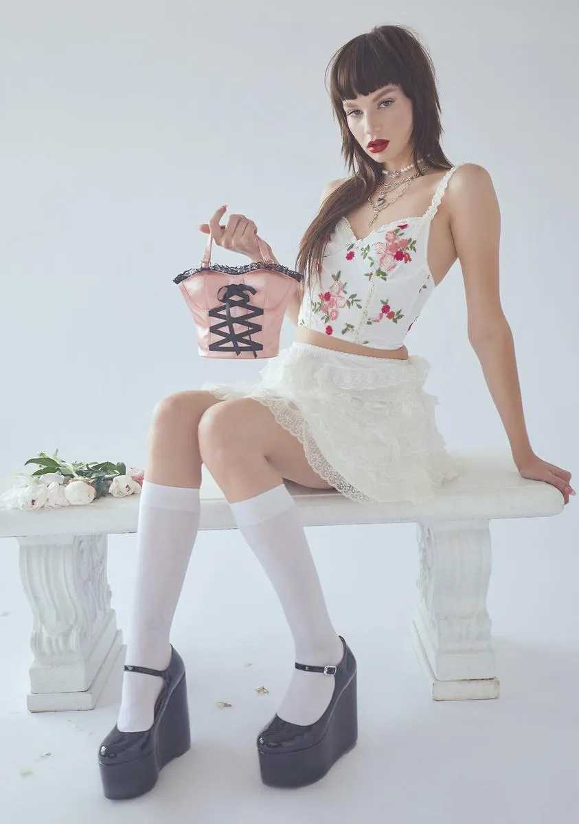 Totally Faked It Floral Mesh Corset Top sold by Dolls Kill product image thumbnail 3