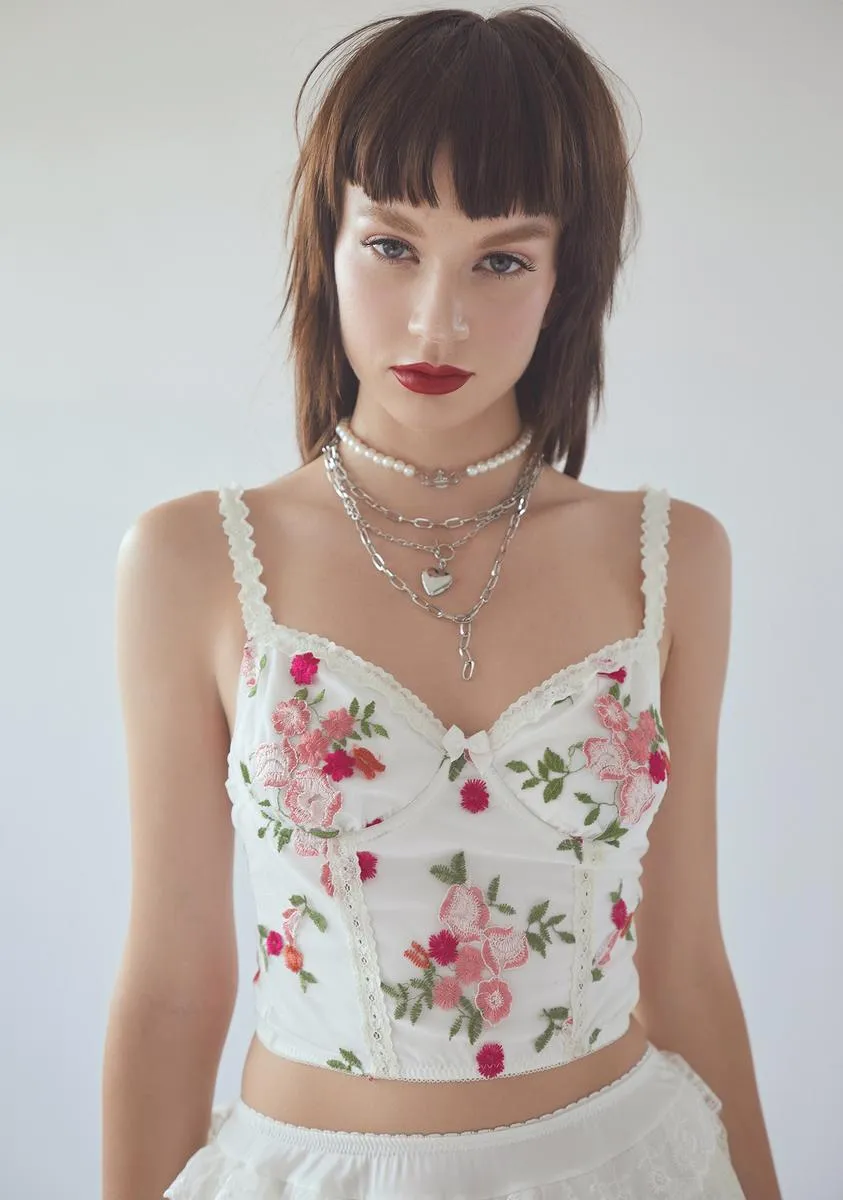 Totally Faked It Floral Mesh Corset Top sold by Dolls Kill