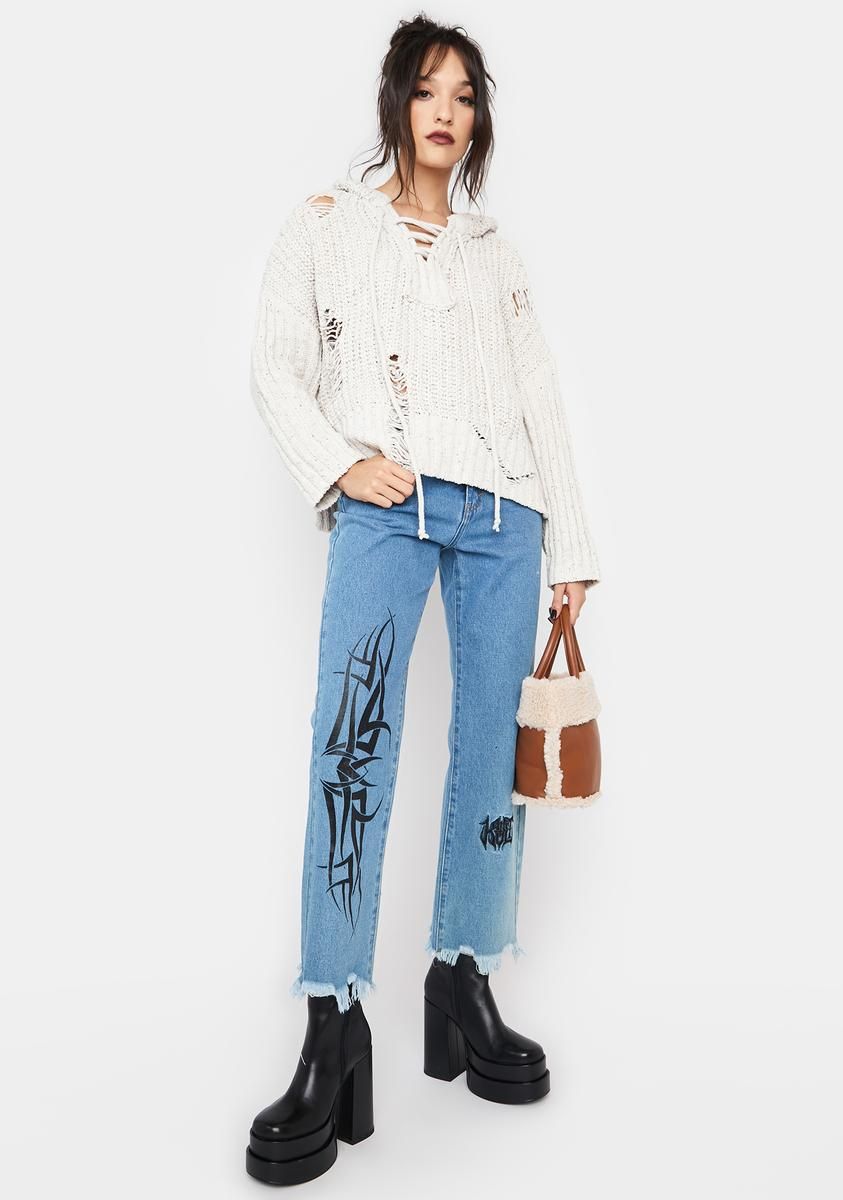 Keep It Real Distressed Sweater sold by Dolls Kill product image thumbnail 3