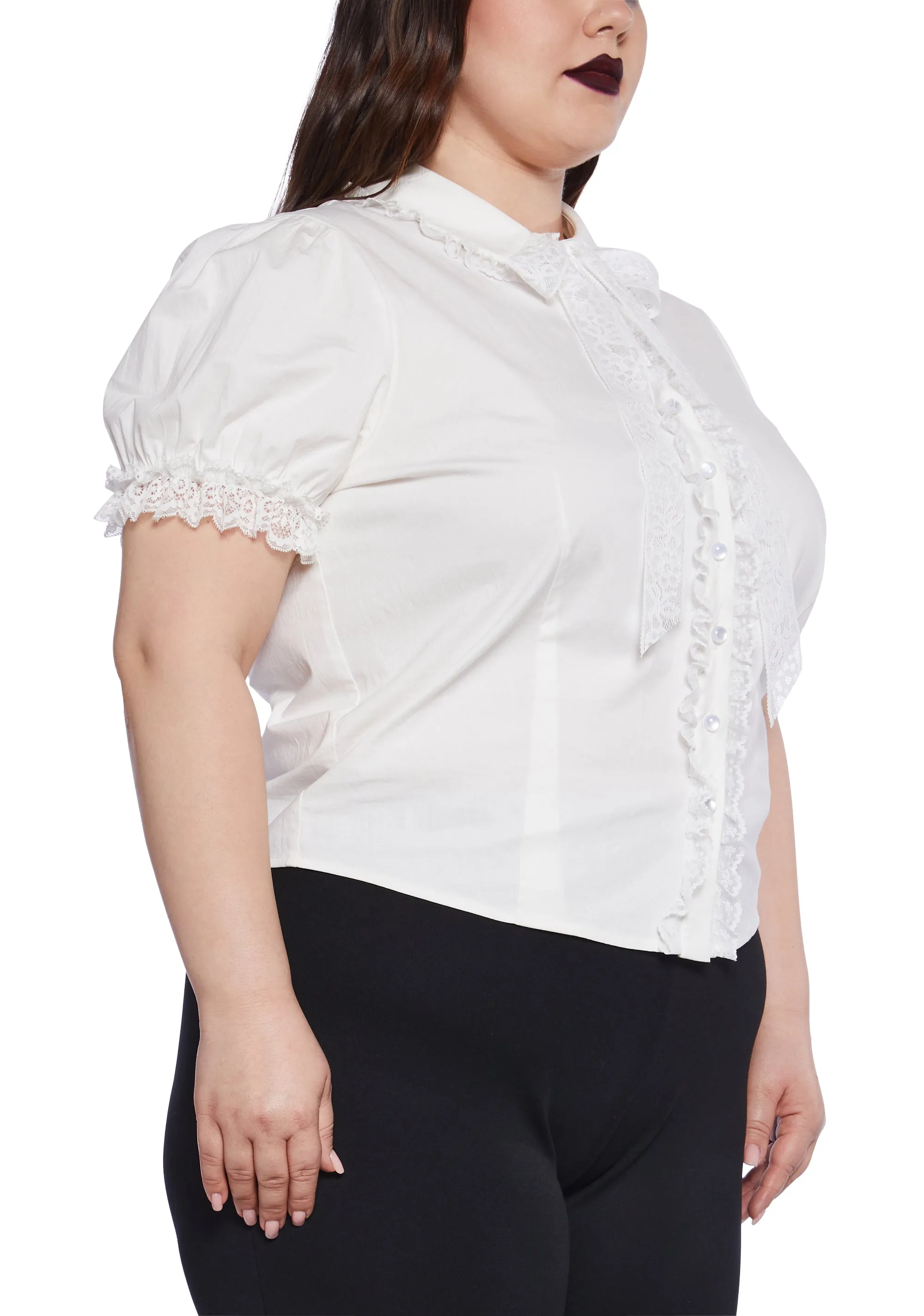 Plus Coveted Darling Poplin Blouse - White sold by Dolls Kill product image thumbnail 5