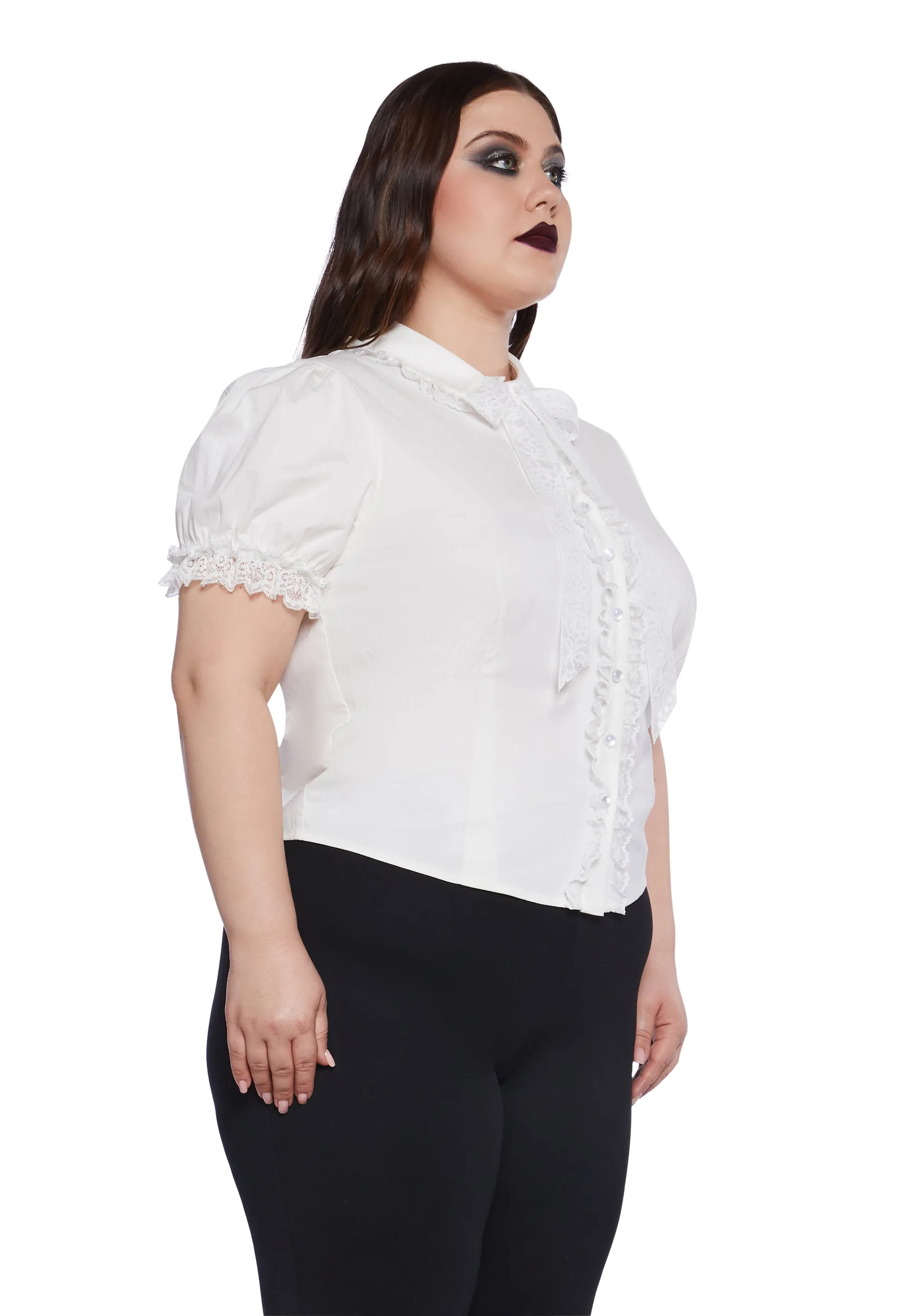 Plus Coveted Darling Poplin Blouse - White sold by Dolls Kill product image thumbnail 3