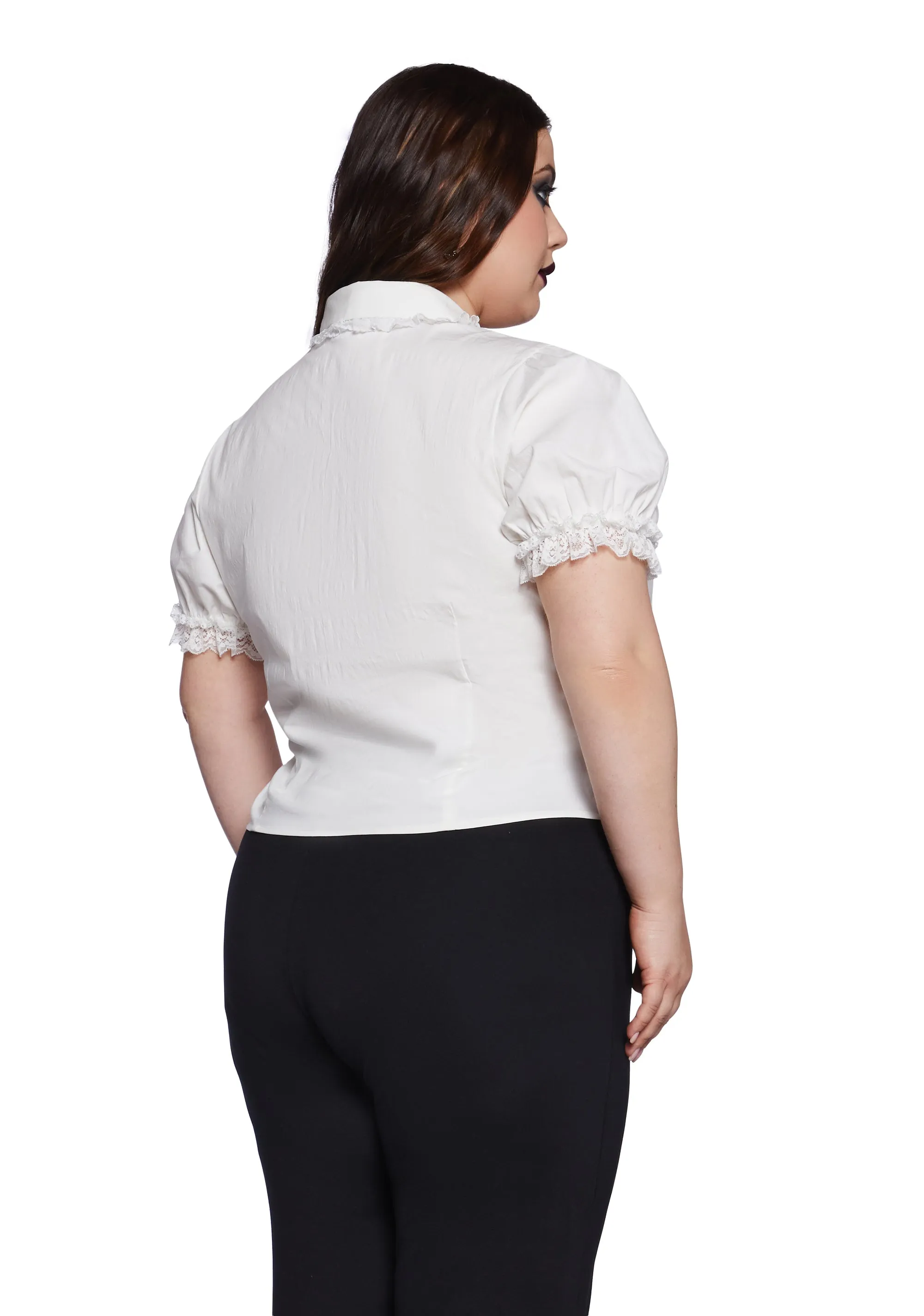 Plus Coveted Darling Poplin Blouse - White sold by Dolls Kill product image thumbnail 4