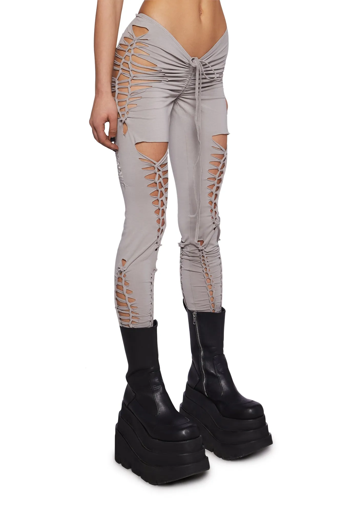 Crossfade Shredded Leggings- Ecru sold by Dolls Kill product image thumbnail 3