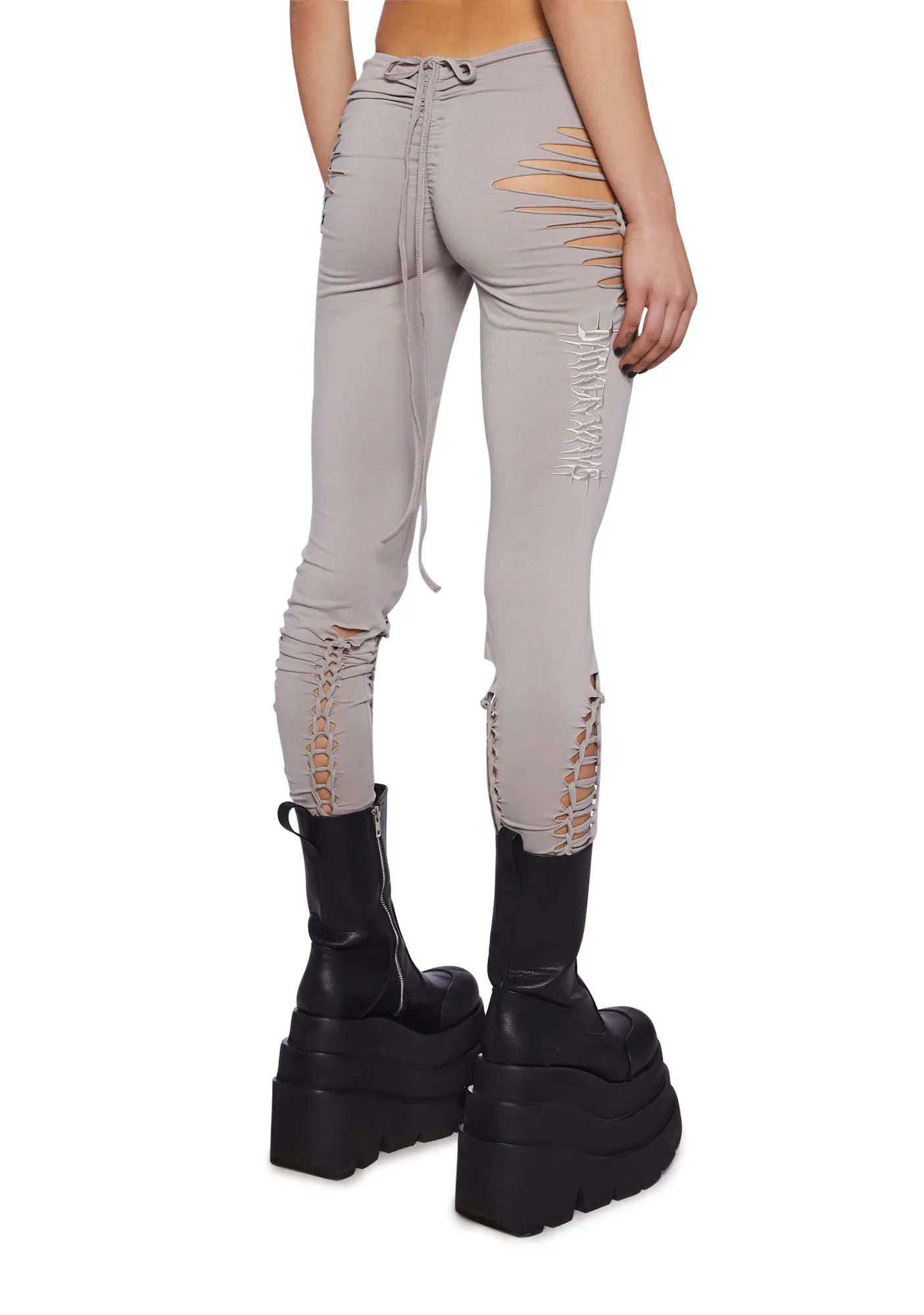 Crossfade Shredded Leggings- Ecru sold by Dolls Kill product image thumbnail 4
