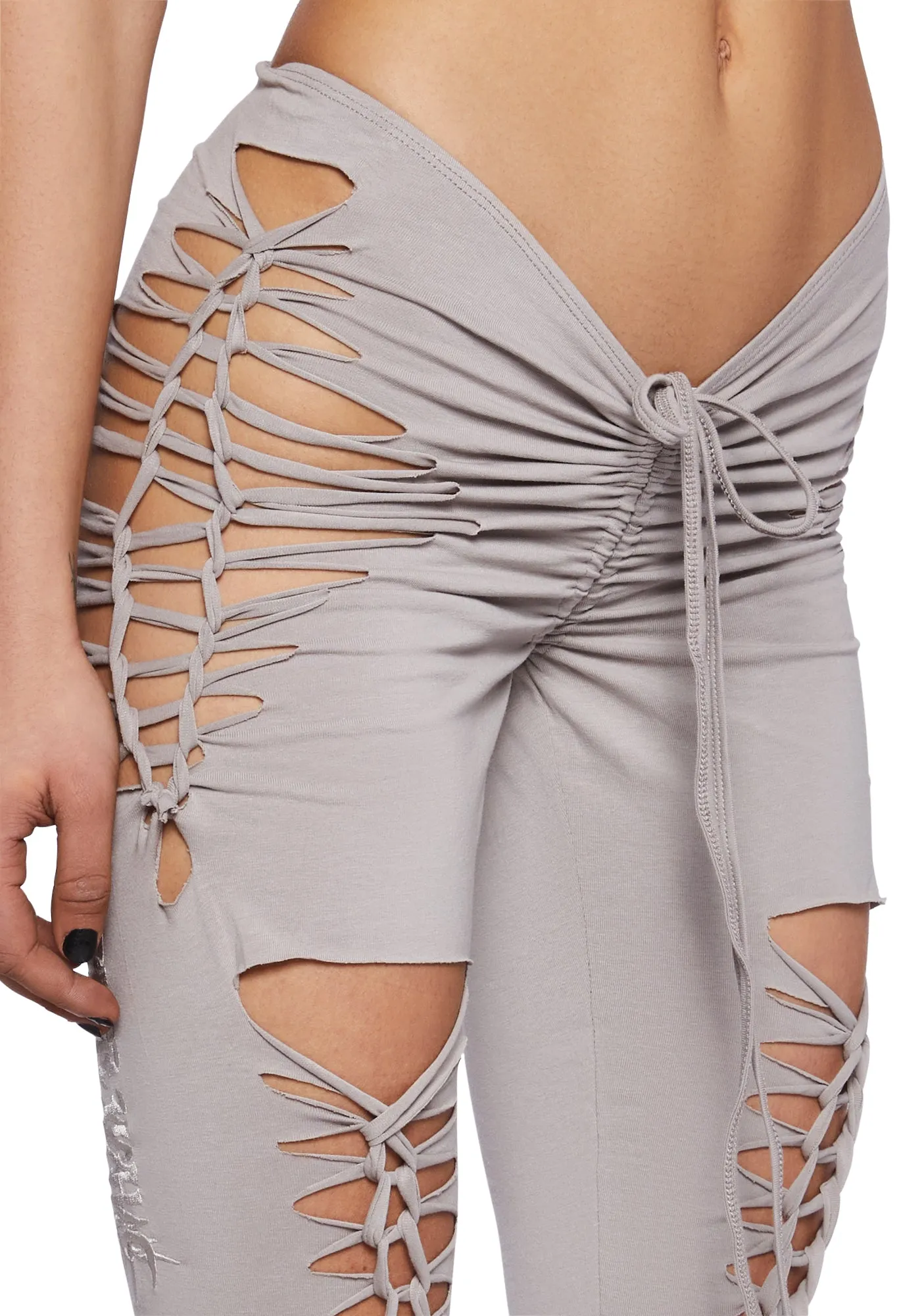 Crossfade Shredded Leggings- Ecru sold by Dolls Kill product image thumbnail 5