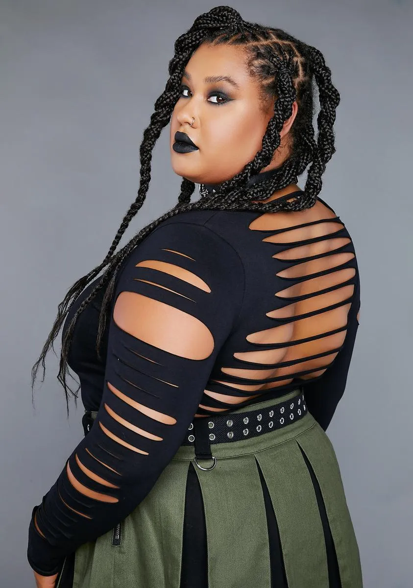 Plus New Skin Shredded Crop Top sold by Dolls Kill product image thumbnail 4