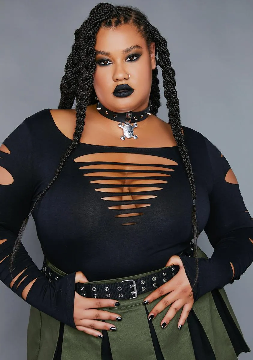 Plus New Skin Shredded Crop Top sold by Dolls Kill