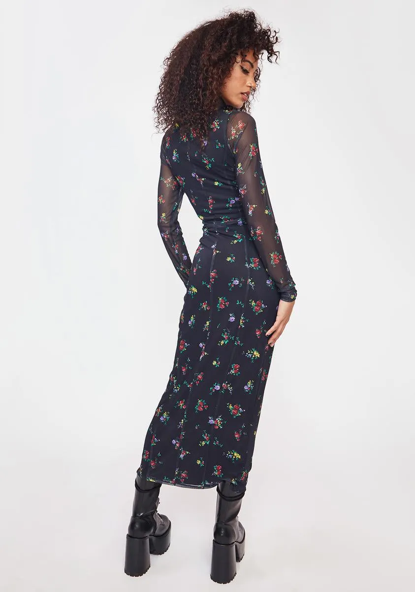 Loni Mesh Midi Lace Up Dress sold by Dolls Kill product image thumbnail 4
