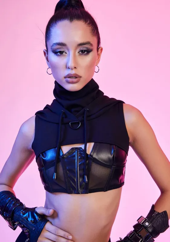 Virtually Flawless D-Ring Crop Hoodie sold by Dolls Kill