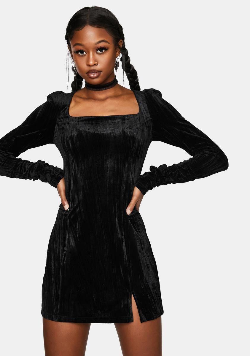 Textured Velvet Square Hip Dress sold by Dolls Kill