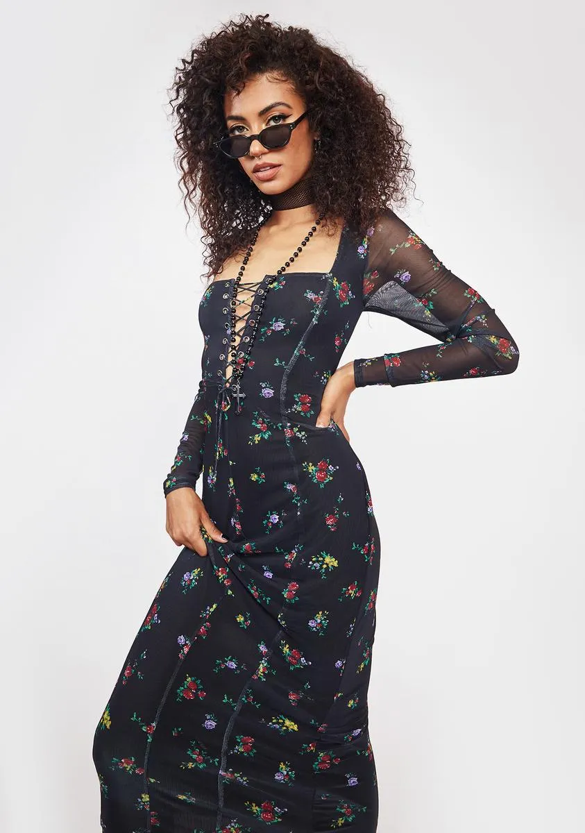 Loni Mesh Midi Lace Up Dress sold by Dolls Kill product image thumbnail 2