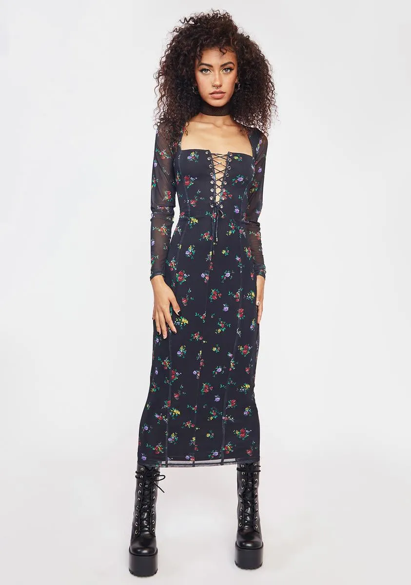 Loni Mesh Midi Lace Up Dress sold by Dolls Kill product image thumbnail 3