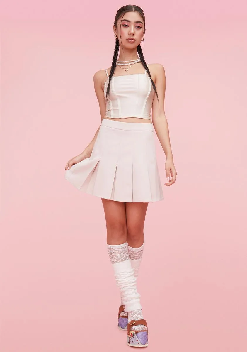 Cream Plain Jane Pleated Mini Skirt sold by Dolls Kill product image thumbnail 3