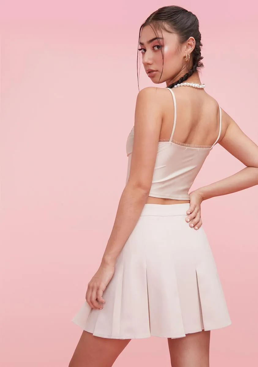 Cream Plain Jane Pleated Mini Skirt sold by Dolls Kill product image thumbnail 4