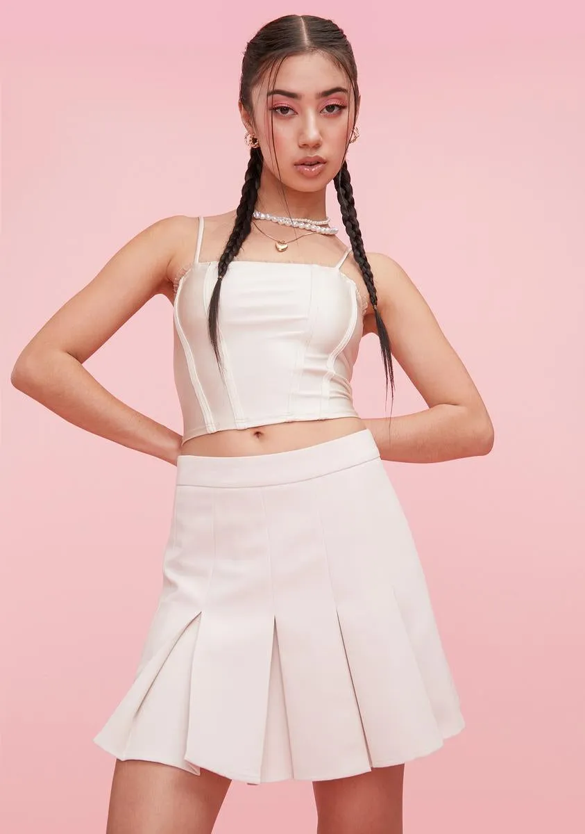 Cream Plain Jane Pleated Mini Skirt sold by Dolls Kill product image thumbnail 2