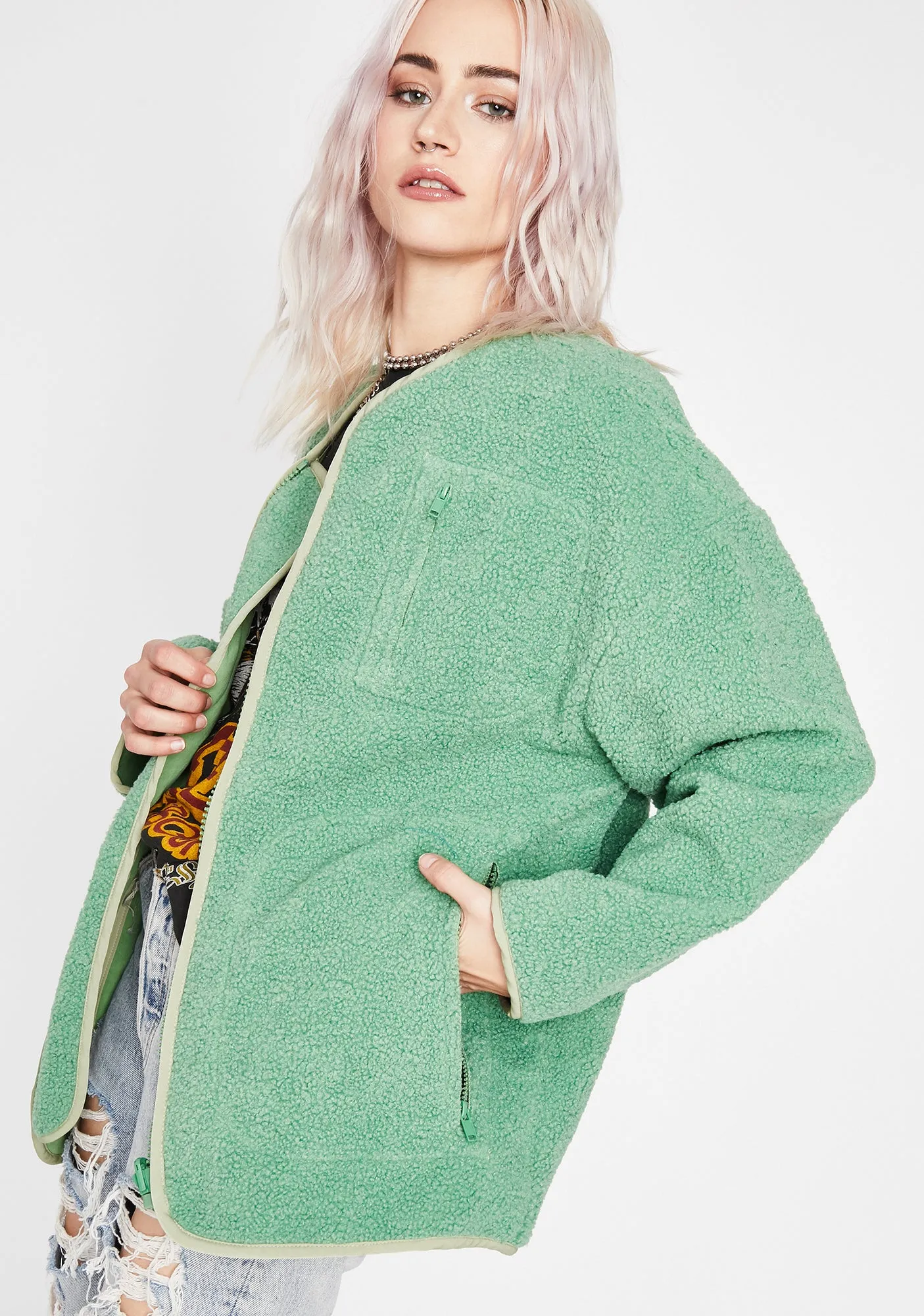 Fluff Off Sherpa Jacket sold by Dolls Kill product image thumbnail 2