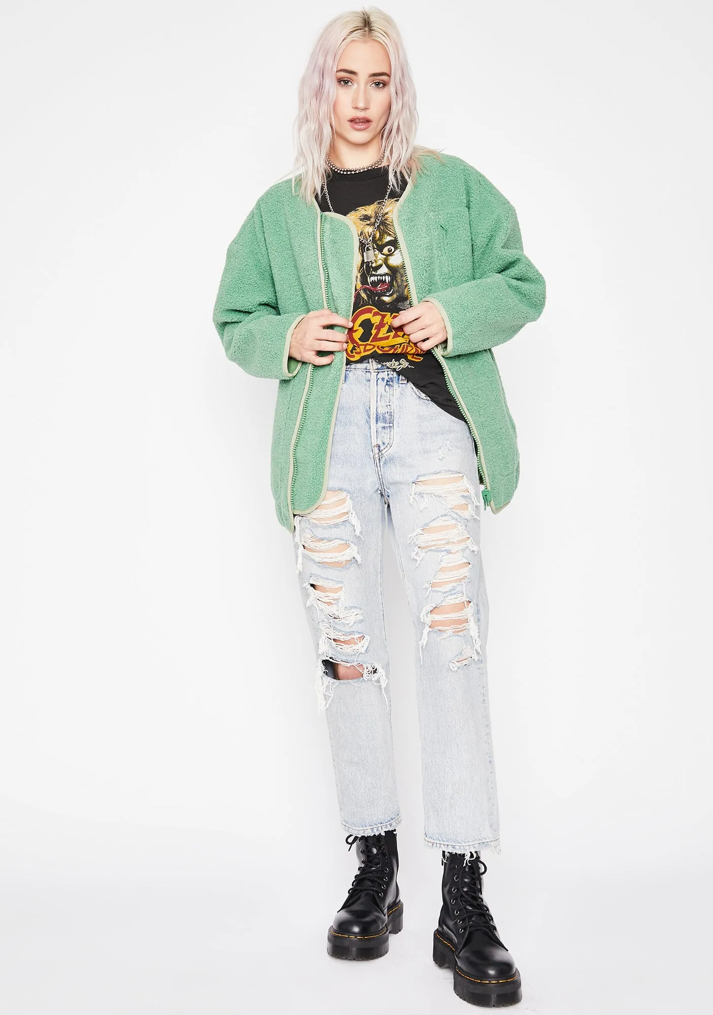 Fluff Off Sherpa Jacket sold by Dolls Kill product image thumbnail 3