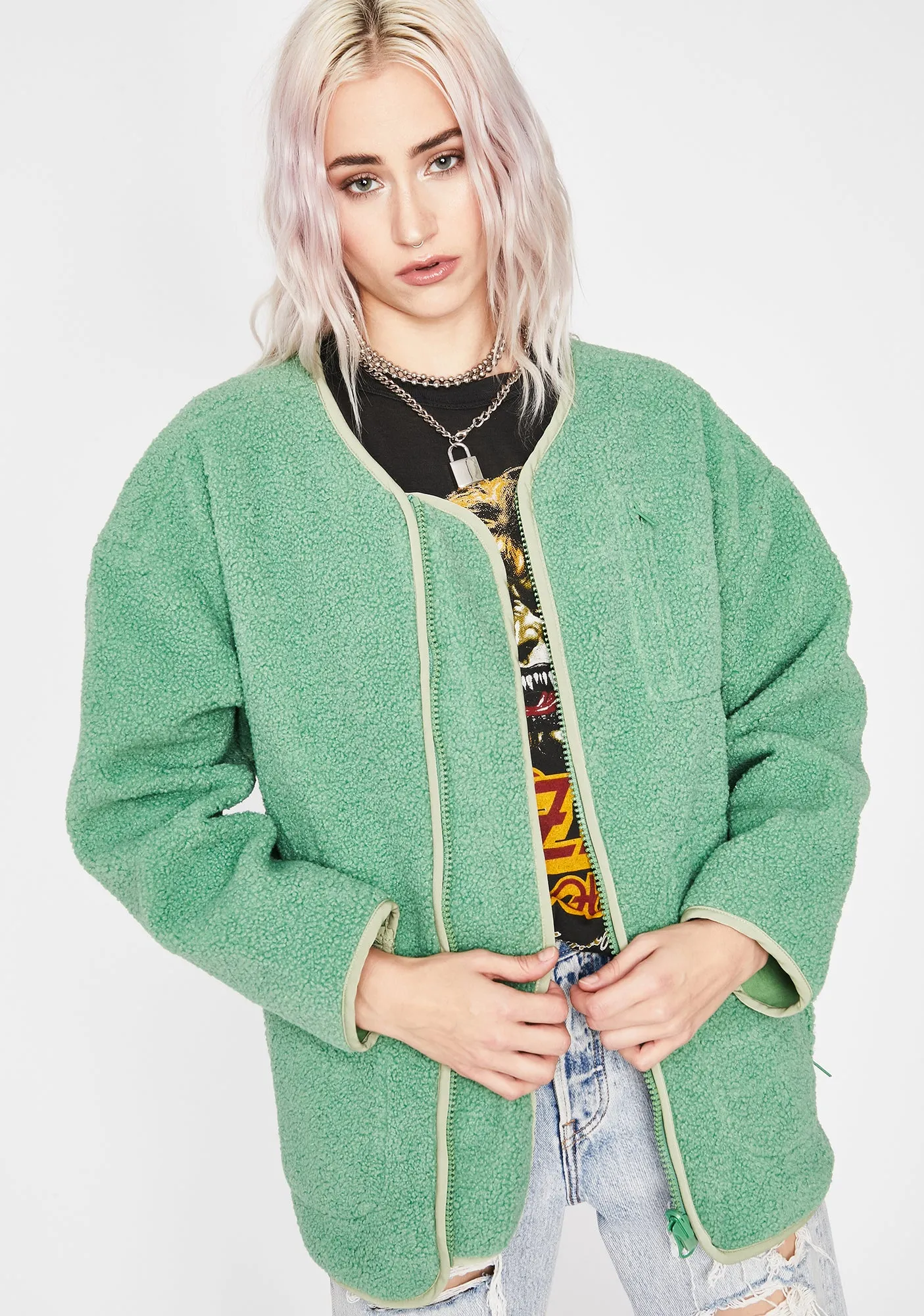 Fluff Off Sherpa Jacket sold by Dolls Kill