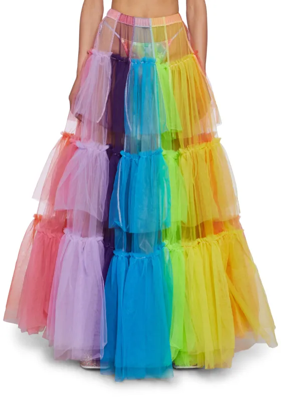 Technicolor Princess Maxi Skirt sold by Dolls Kill