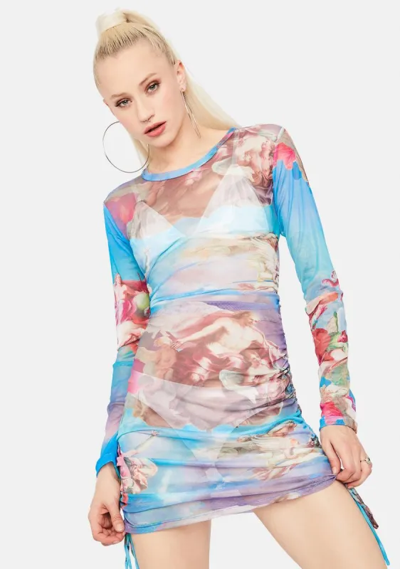 Front Row In Heaven Mesh Mini Dress sold by Dolls Kill