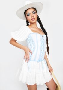 Sky So Very Much Lace Up Corset sold by Dolls Kill
