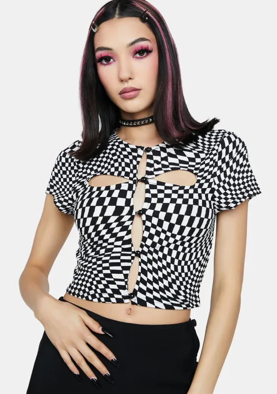 Distorted Vision Crop Top sold by Dolls Kill