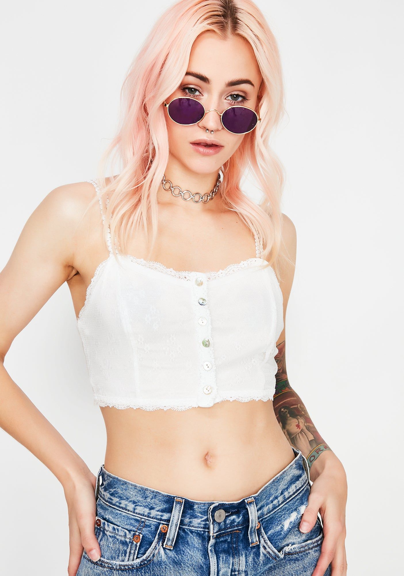 Wide Eyes Crop Top sold by Dolls Kill