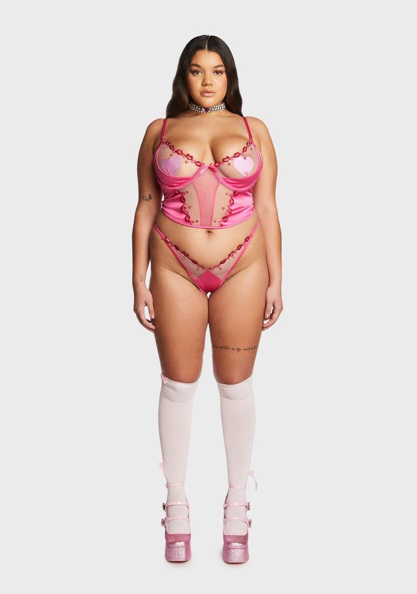 Plus Kiss And Tell Lingerie Set sold by Dolls Kill