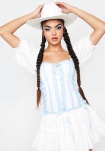 Sky So Very Much Lace Up Corset sold by Dolls Kill