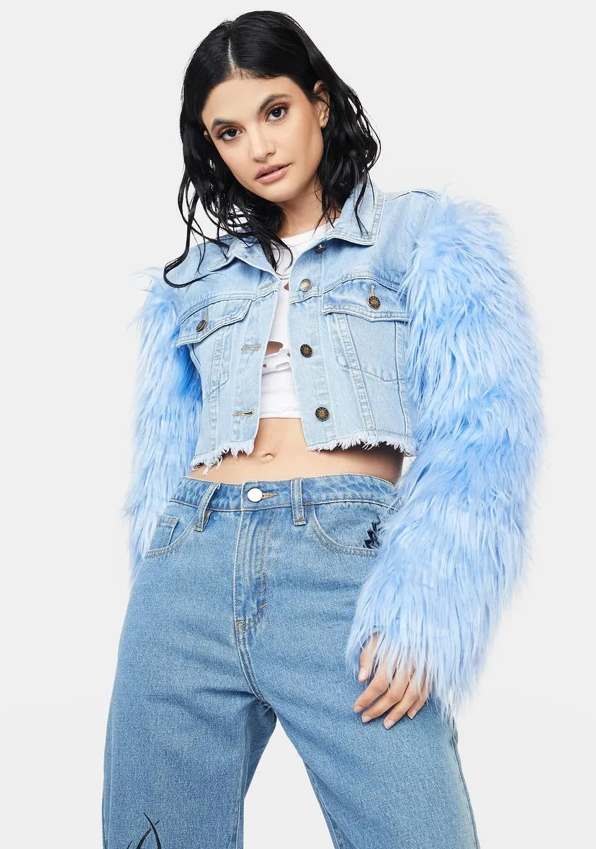 Full Of Moxie Cropped Denim Jacket sold by Dolls Kill