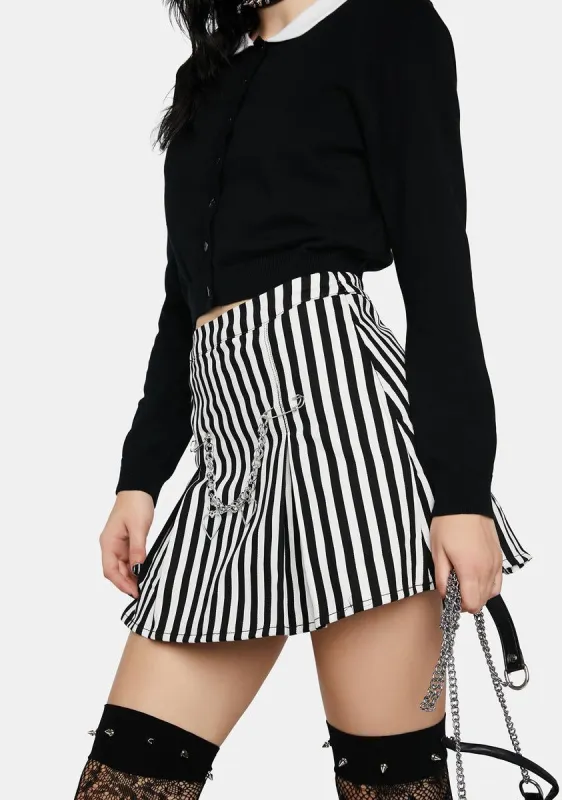 Beetlejuice Stripe Goth Skort sold by Dolls Kill