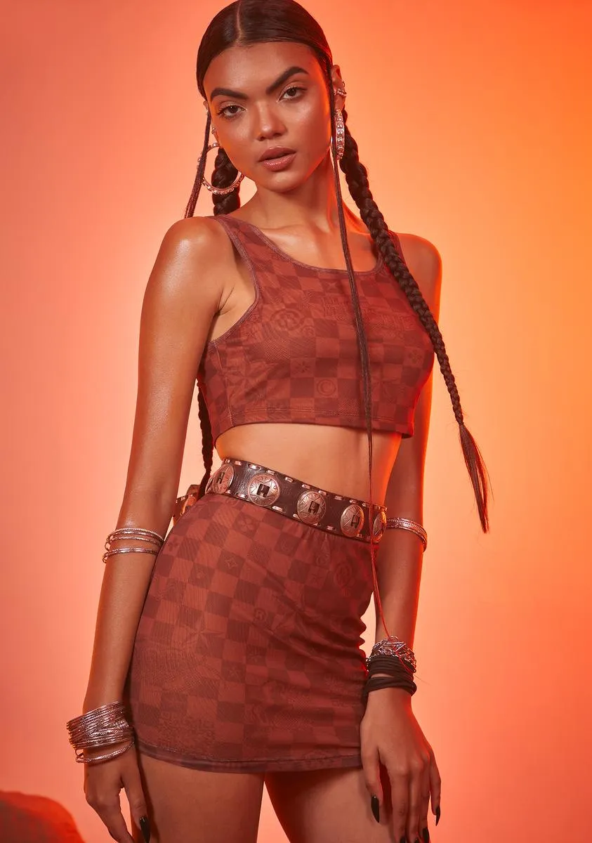 Luxury Vibes Checker Mini Skirt Set sold by Dolls Kill product image thumbnail 2