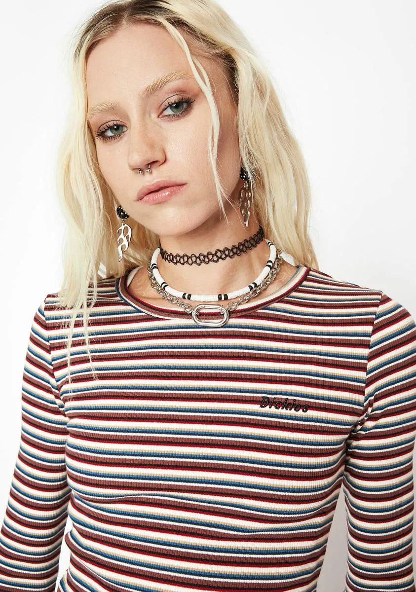 Striped Long Sleeve Crop Top sold by Dolls Kill product image thumbnail 2