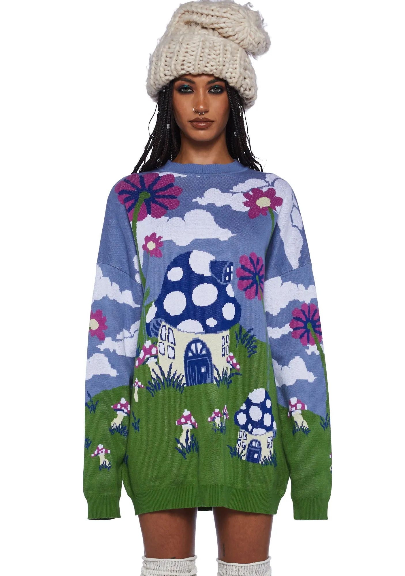 Magic Daze Knit Sweater - Light Blue sold by Dolls Kill