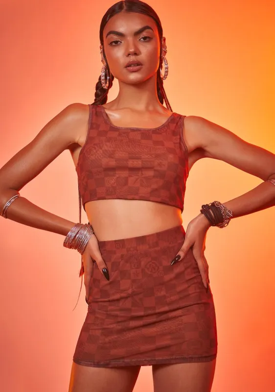 Luxury Vibes Checker Mini Skirt Set sold by Dolls Kill