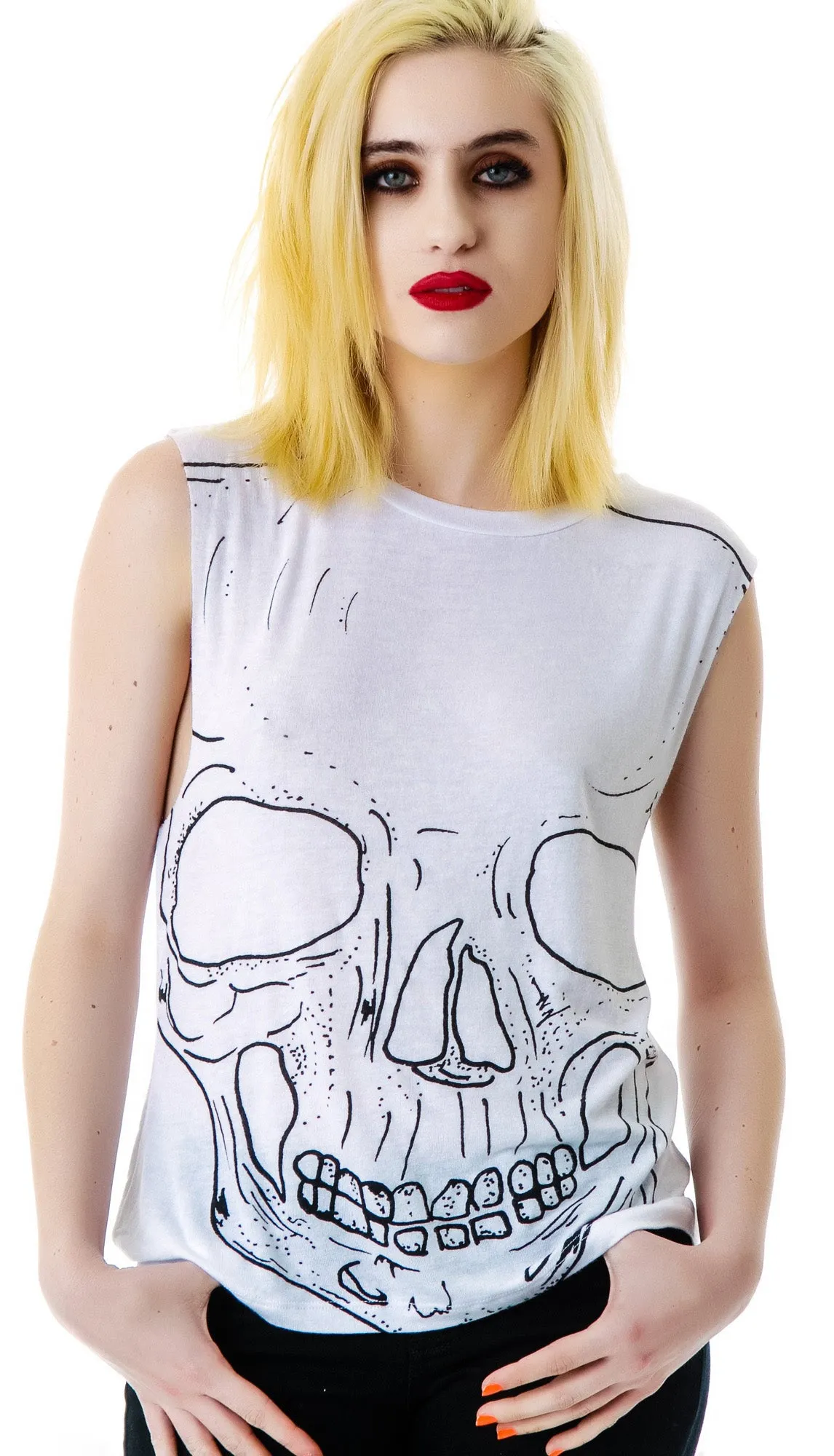 Big Skull Twist Back Moto Tank sold by Dolls Kill product image thumbnail 2
