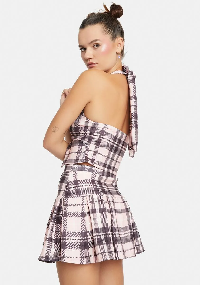 Blush Chic Vanity Plaid Skirt Set sold by Dolls Kill product image thumbnail 4